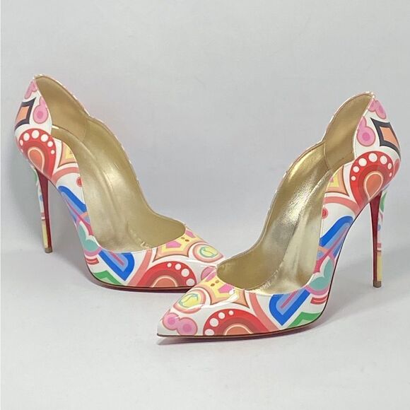 Christian Louboutin Hot Chick Print Pointed Toe Pump size 38.5 - Picture 8 of 13